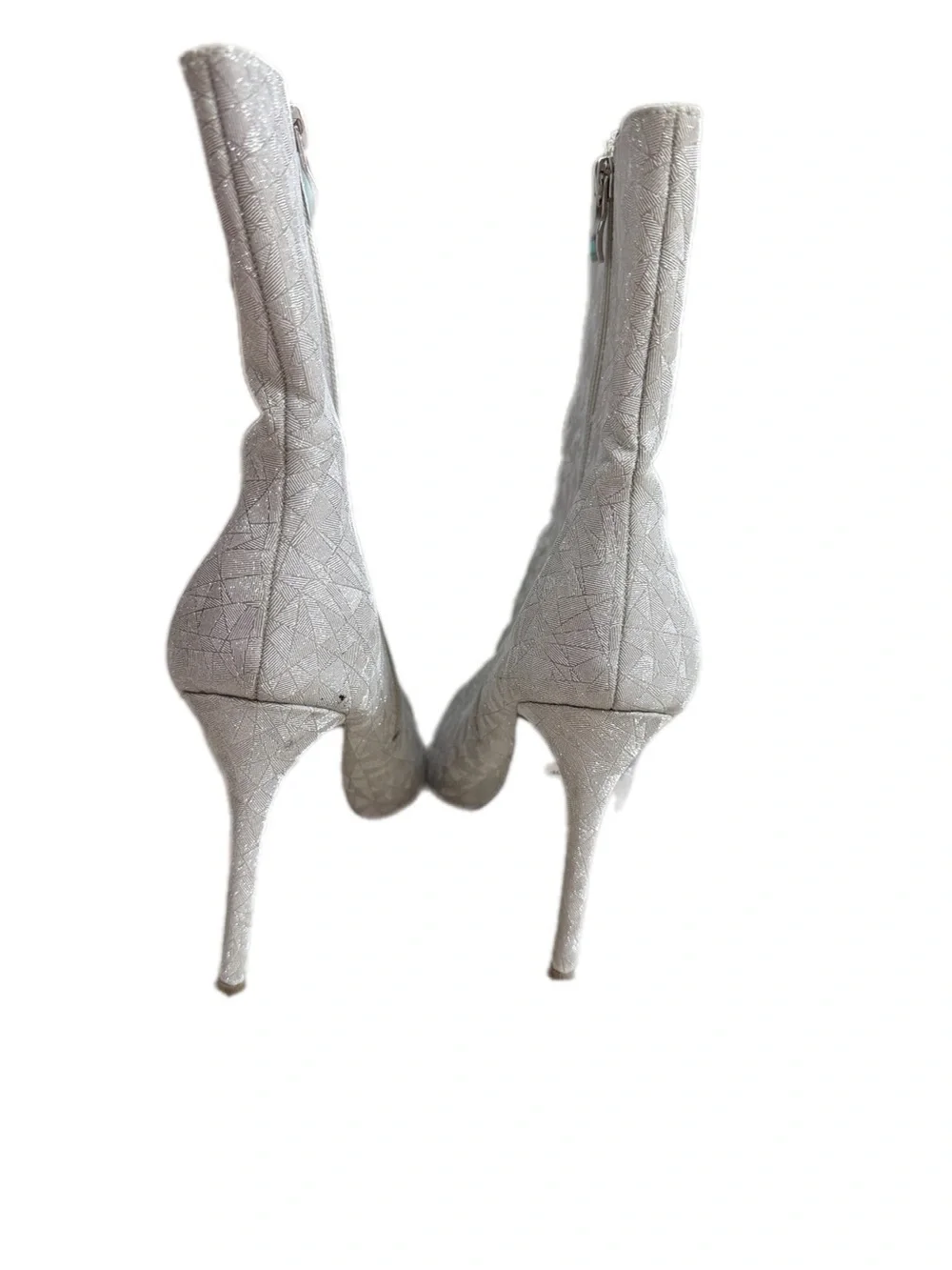 Elditas Skylar Silver Metallic Shimmer Pointed Toe Stiletto Ankle Boots
